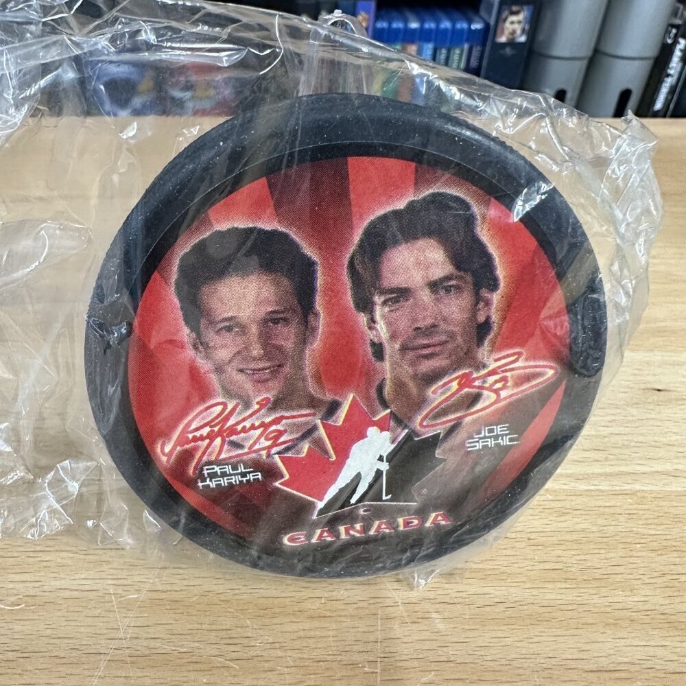 2002 Paul Kariya Joe Sakic McDonald's Salt Lake Olympics Team Canada Hockey Puck